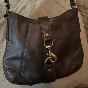 Coach Soho Brown Leather Buckle Hobo Shoulder Bag Brass Hardware Style 11362